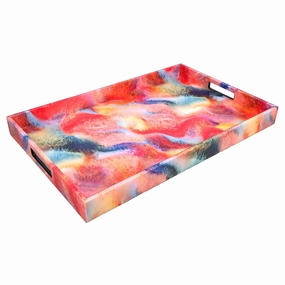 Lacquer Rectangle Tray (Cosmos Design) Decorative Trays cheap sale