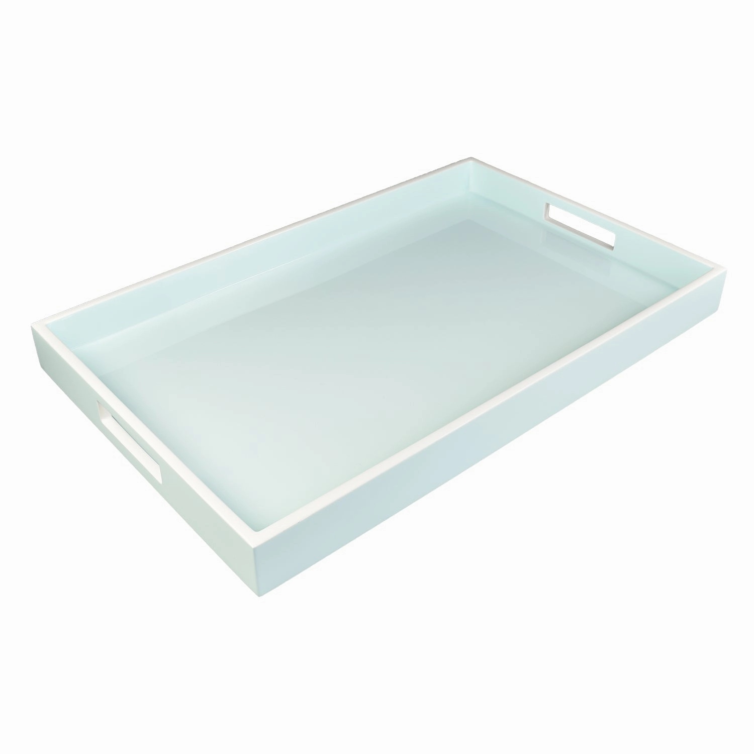 Lacquer Rectangle Tray (Duck Egg Blue with White) Decorative Trays cheap sale