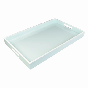 Lacquer Rectangle Tray (Duck Egg Blue with White) Decorative Trays cheap sale