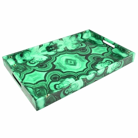 Lacquer Rectangle Tray (Malachite) Decorative Trays cheap sale