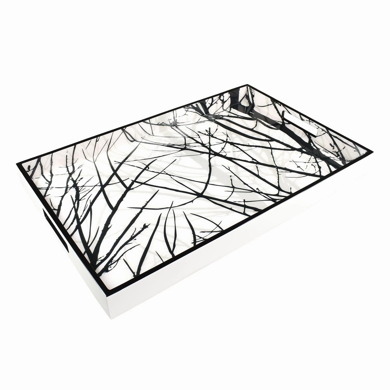 Lacquer Rectangle Tray (Naked Trees) Decorative Trays cheap sale