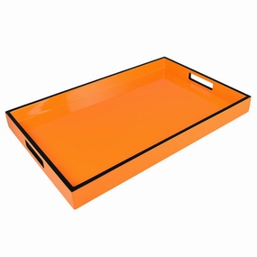 Lacquer Rectangle Tray (Orange with Black Trim) Decorative Trays cheap sale