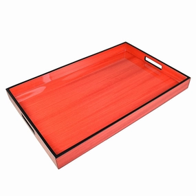 Lacquer Rectangle Tray (Red Tulipwood with Black Trim) Decorative Trays cheap sale