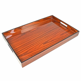 Lacquer Rectangle Tray (Rosewood with Black Trim) Decorative Trays cheap sale
