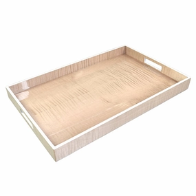 Lacquer Rectangle Tray (Sycamore with Silver Dollar Trim) Decorative Trays cheap sale