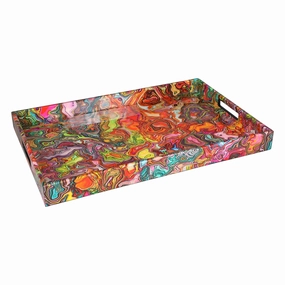 Lacquer Rectangle Tray (Terrain Pattern) Decorative Trays cheap sale