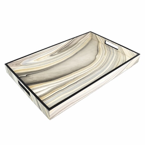 Lacquer Rectangle Tray (Tucson Paper Inlay with Black Trim) Decorative Trays cheap sale