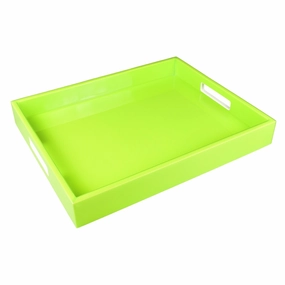 Lacquer Small Rectangle Tray 15" (Volt Green) Decorative Trays cheap sale