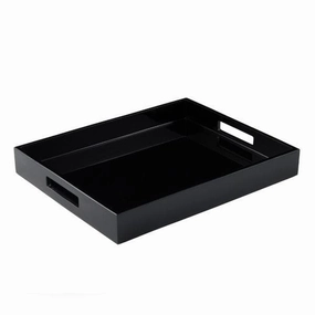 Lacquer Small Rectangle Tray - Black Decorative Trays cheap sale