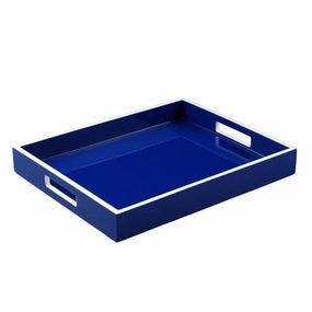 Lacquer Small Rectangle Tray - Blue & White Decorative Trays cheap sale