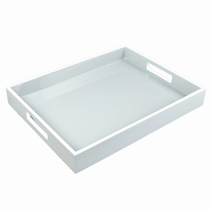 Lacquer Small Rectangle Tray - Cool Blue & White Decorative Trays cheap sale