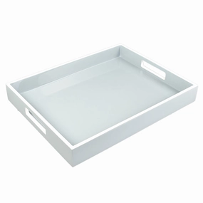Lacquer Small Rectangle Tray - Cool Blue & White Decorative Trays cheap sale