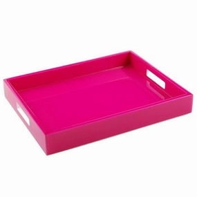 Lacquer Small Rectangle Tray - Hot Pink Fabric Inlay Decorative Trays cheap sale