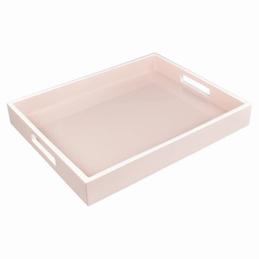 Lacquer Small Rectangle Tray - Paris Pink & White Decorative Trays cheap sale