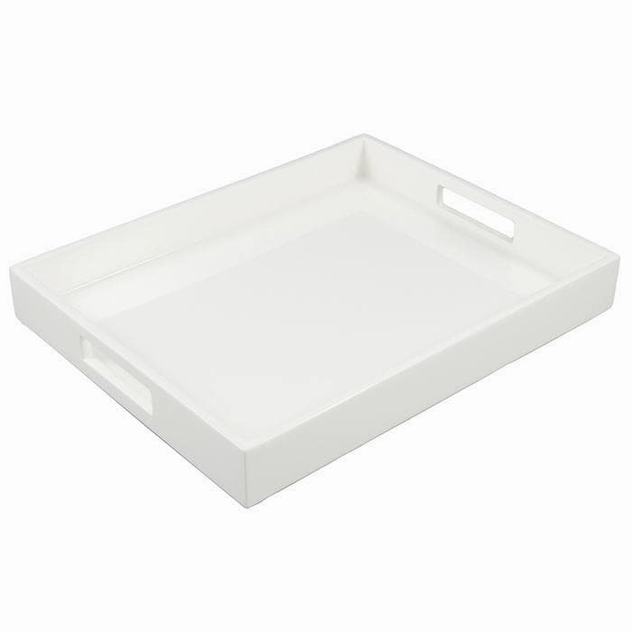 Lacquer Small Rectangle Tray - White Decorative Trays cheap sale
