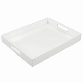 Lacquer Small Rectangle Tray - White Decorative Trays cheap sale