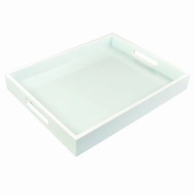 Lacquer Small Rectangle Tray (Duck Egg Blue with White) Decorative Trays cheap sale