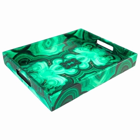 Lacquer Small Rectangle Tray (Malachite) Decorative Trays cheap sale