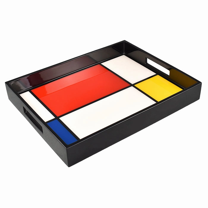Lacquer Small Rectangle Tray (Mondrian) Decorative Trays cheap sale