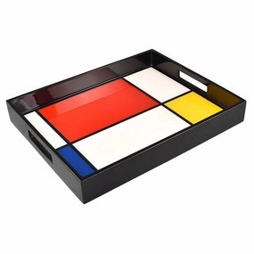 Lacquer Small Rectangle Tray (Mondrian) Decorative Trays cheap sale