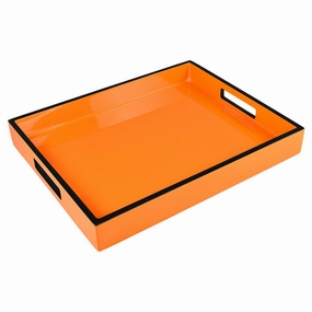 Lacquer Small Rectangle Tray (Orange with Black Trim) Decorative Trays cheap sale