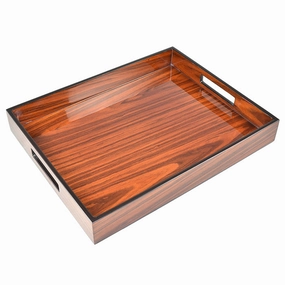 Lacquer Small Rectangle Tray (Rosewood with Black Trim) Decorative Trays cheap sale
