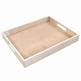 Lacquer Small Rectangle Tray (Sycamore with Silver Dollar Trim) Decorative Trays cheap sale