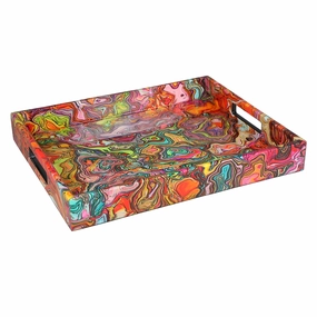 Lacquer Small Rectangle Tray (Terrain Pattern) Decorative Trays cheap sale