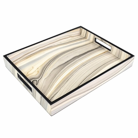 Lacquer Small Rectangle Tray (Tucson Paper Inlay with Black Trim) Decorative Trays cheap sale