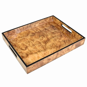 Lacquer Small Rectangle Tray (Walnut Burl with Black) Decorative Trays cheap sale