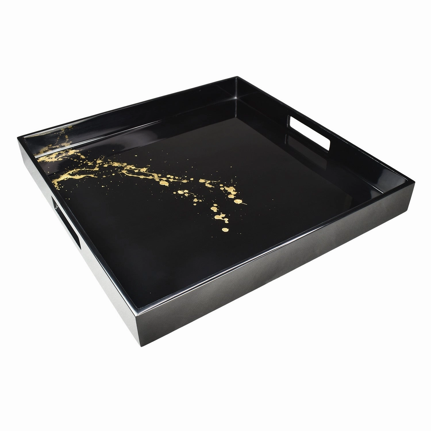 Lacquer Square Tray 16" (Artful Gold with Black) Decorative Trays cheap sale