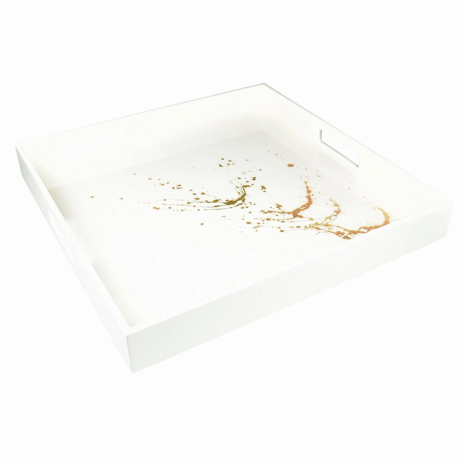 Lacquer Square Tray 16" x 16" (Artful Gold with White) Decorative Trays cheap sale