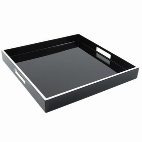 Lacquer Square Tray - Black & White Decorative Trays cheap sale