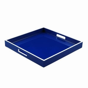 Lacquer Square Tray - Blue & White Decorative Trays cheap sale