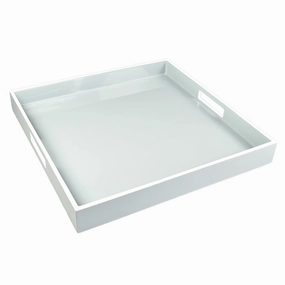 Lacquer Square Tray - Cool Gray & White Decorative Trays cheap sale