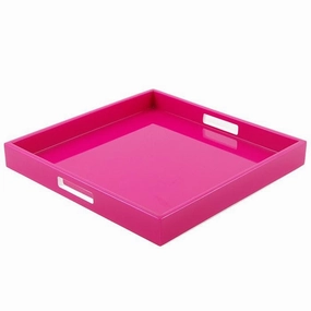 Lacquer Square Tray - Hot Pink Fabric Inlay Decorative Trays cheap sale