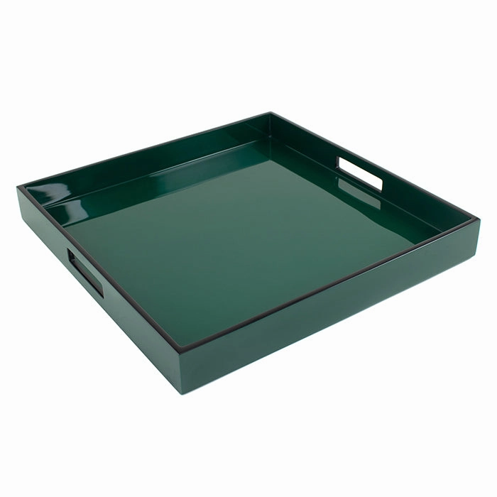 Lacquer Square Tray (Forest Green) Decorative Trays cheap sale