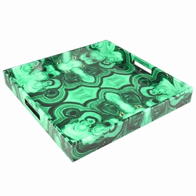 Lacquer Square Tray (Malachite) Decorative Trays cheap sale