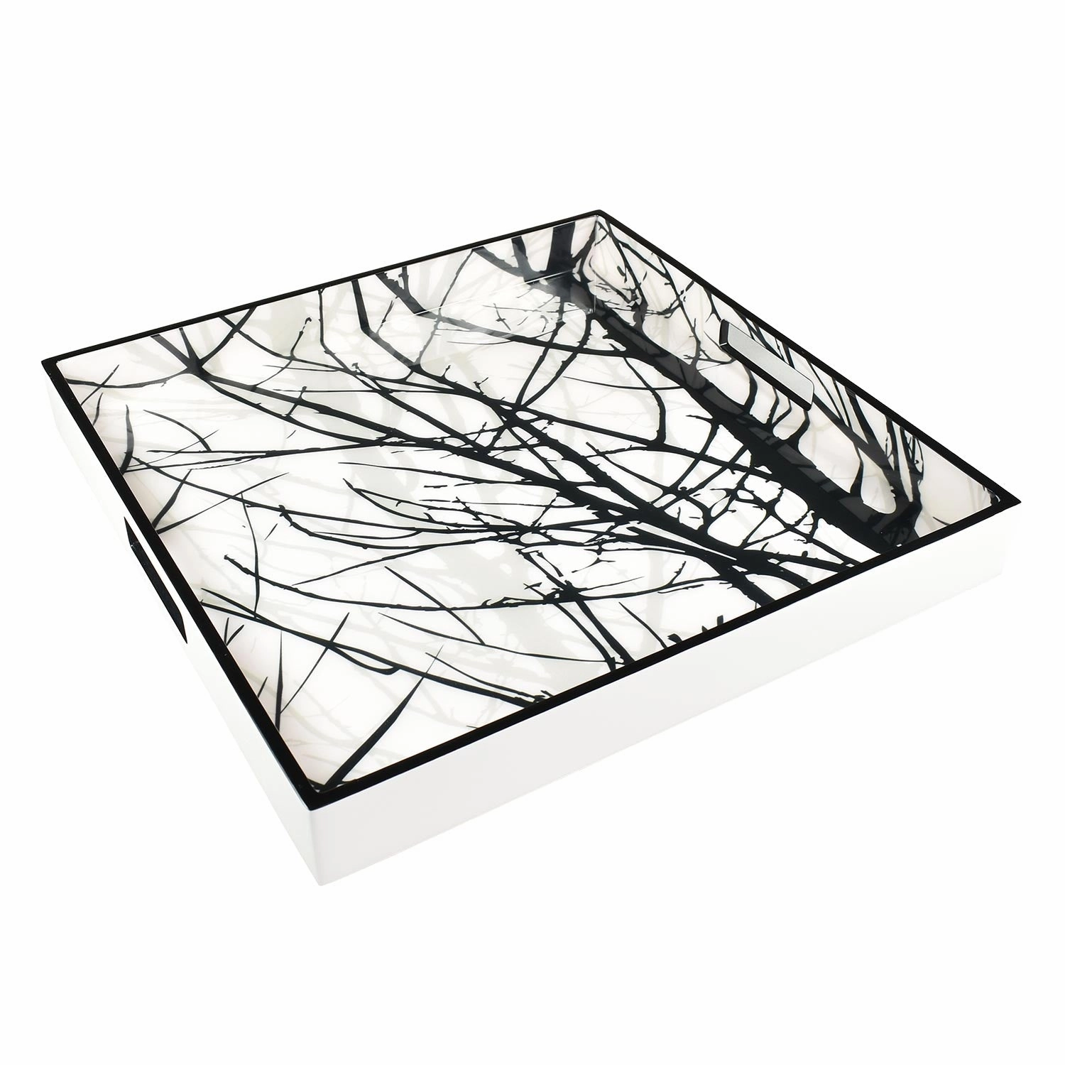 Lacquer Square Tray (Naked Trees) Decorative Trays cheap sale
