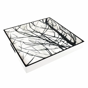 Lacquer Square Tray (Naked Trees) Decorative Trays cheap sale