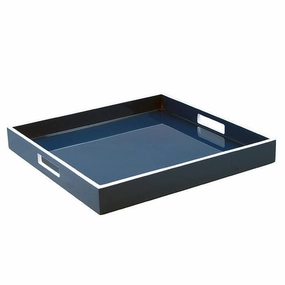 Lacquer Square Tray (Navy Blue with White) Decorative Trays cheap sale