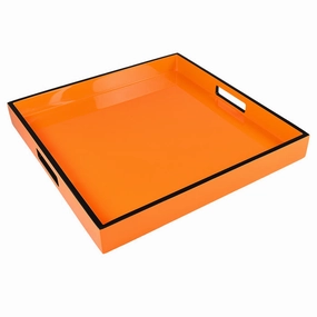 Lacquer Square Tray (Orange with Black Trim) Decorative Trays cheap sale