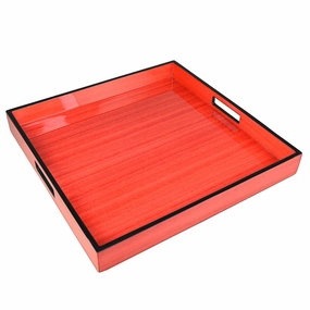 Lacquer Square Tray (Red Tulipwood with Black Trim) Decorative Trays cheap sale