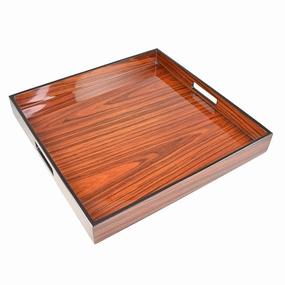 Lacquer Square Tray (Rosewood with Black Trim) Decorative Trays cheap sale