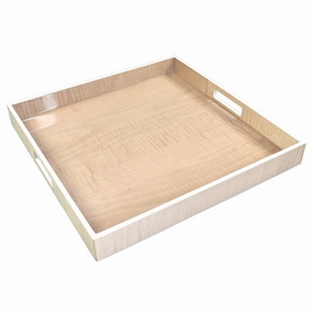 Lacquer Square Tray (Sycamore with Silver Dollar Trim) Decorative Trays cheap sale