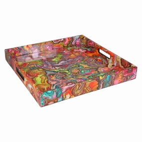 Lacquer Square Tray (Terrain Pattern) Decorative Trays cheap sale