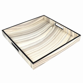 Lacquer Square Tray (Tucson Paper Inlay with Black Trim) Decorative Trays cheap sale