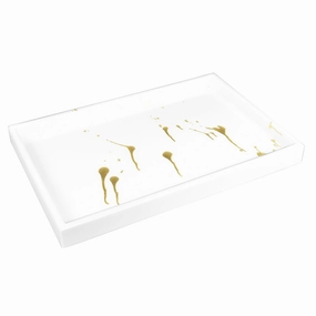 Lacquer Vanity Tray (Artful Gold with White) Decorative Trays cheap sale