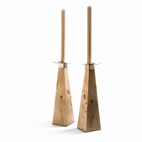 Ladorada Burl Veneer Candle Holder Set Candle Holders discount collection