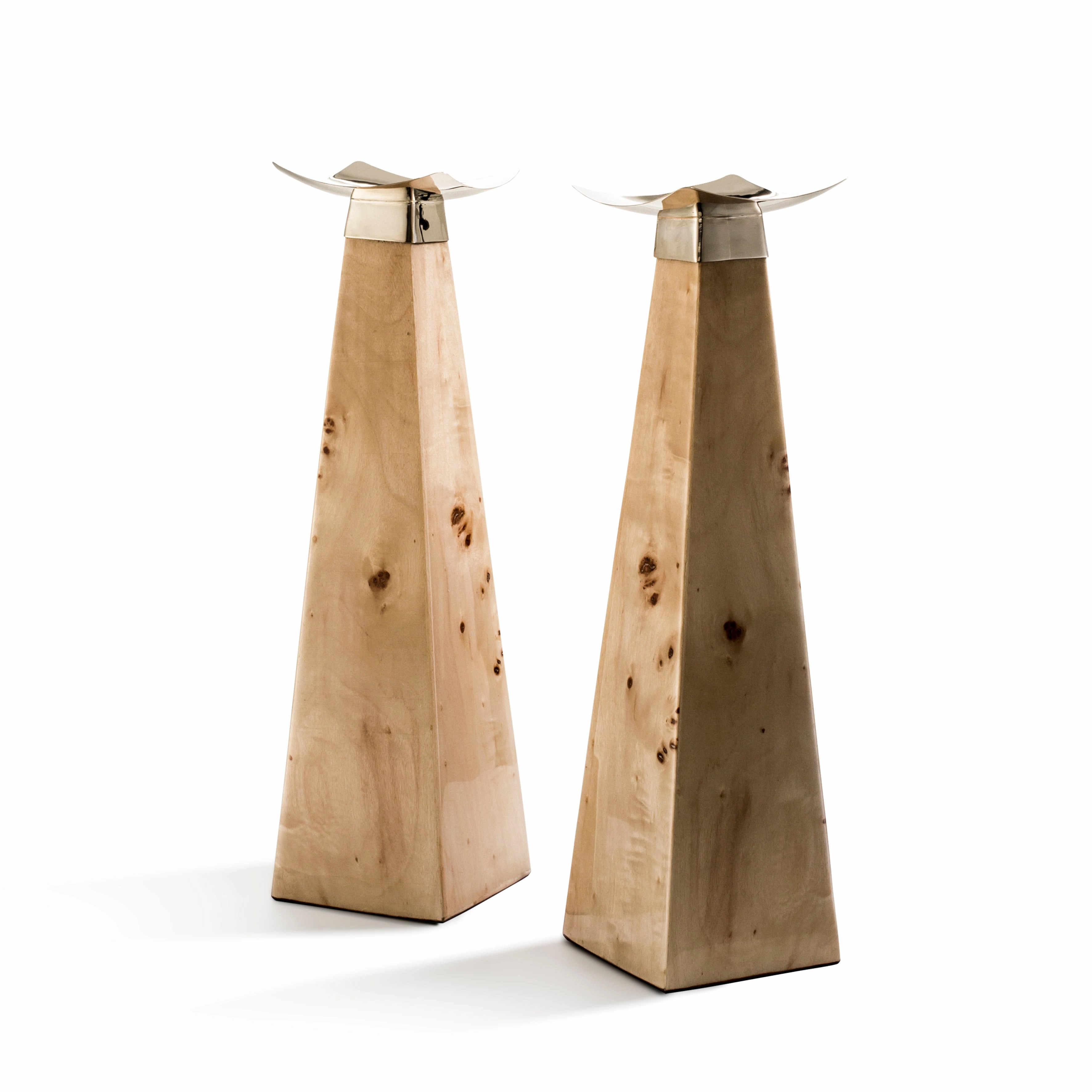 Ladorada Burl Veneer Candle Holder Set